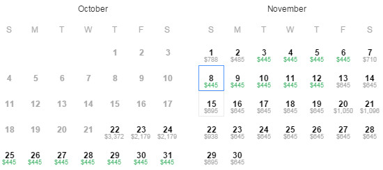 Flight Availability: Austin to Sao Paulo as of 7:29 PM on 10/22/15.