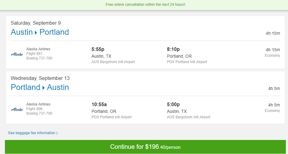 Nonstop Flights: Austin to/from Seattle or Portland, Oregon $197 r/t