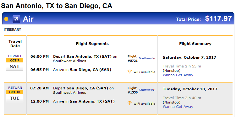 Nonstop Flights San Antonio to from San Diego 118 r t Southwest