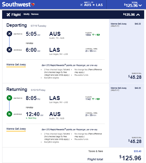 Nonstop Flights: Austin to/from Las Vegas $126 r/t - Southwest